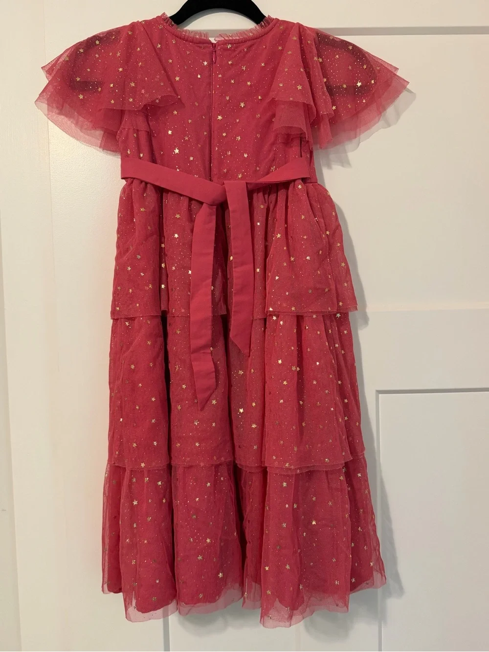 Mini Boden Hot Pink Star Tulle Tiered Dress